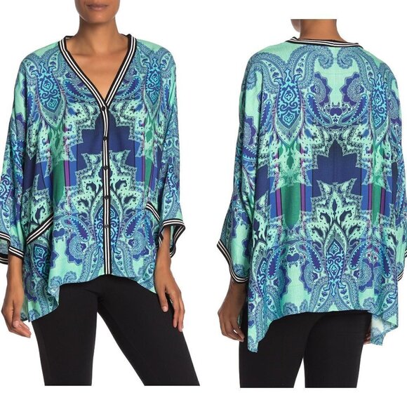 Hale Bob Dolman Sleeve Printed Poncho (XS) - Picture 1 of 5